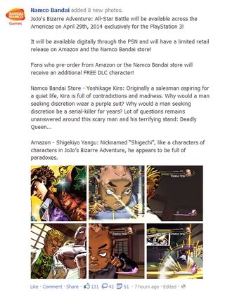 Illustration for article titled JoJo: All Star Battle will be out on 4/29/2014